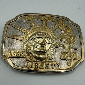 Vintage 1986 100 Years of the Statue of Liberty Gold Belt Buckle